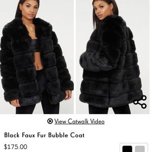 Nwt fur long black bubble coat